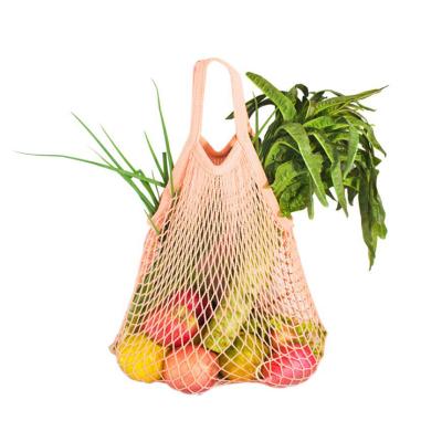 China Cheap Portable Net Reusable Cotton String Shopping Bag Mesh Grocery Bag Beach Tote Bag for sale