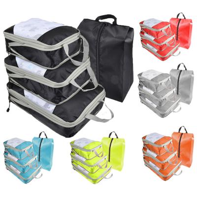 China Durable 4pcs/set Durable Travel Packing Cubes Waterproof Nylon Fabric Organizer Packing Packing Cubes Travel Compression for sale