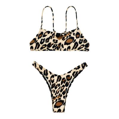 China Antibacterial Wholesale High Quality Leopard Print Bikini Beach Girls Teen Swimsuit for sale