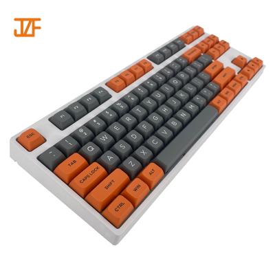 China Gaming/Office/Household Full PBT Gray 87 Dye Sublimation Keycaps Customizable Orange Keys For Cherry MX 68 Gaming 87 104 Mechanical Keyboard for sale