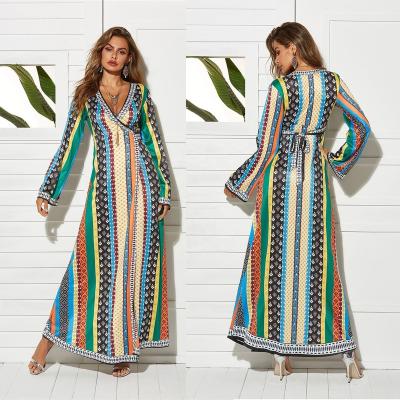 China Ebay Amazon Spring Ethnic Autumn Women's Long Sleeve Dress Ankle Length A Line Breathable Hot Selling Ethnic Spring Women's Long Sleeve Dress for sale