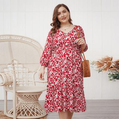 China Plus size plus size XL-4XL autumn dress 2020 lady spring dress women elegant casual dress for sale