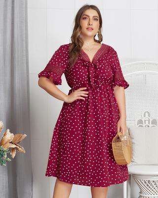 China Hot Sale Plus Size Plus Size XL-4XL Waist Skirt Fashion Beach Polka Dot Dresses Elastic Sexy Woman [E2T] for sale