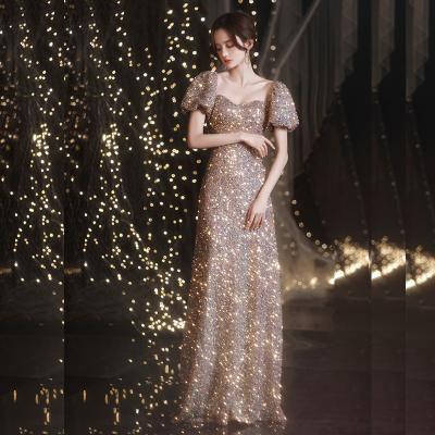 China Breathable Luxury Sexy Sequined Straight Dance Club Prom Dresses Lady Evening Party Polyester Prom Dresses for sale