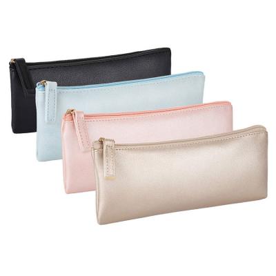 China Schools & Factory Direct Sales School Offices ary Single Pencil Case 4 Pcs Leather PU Pencil Case Cosmetic Bag Zippered Pencil Bag Stationery Case for sale