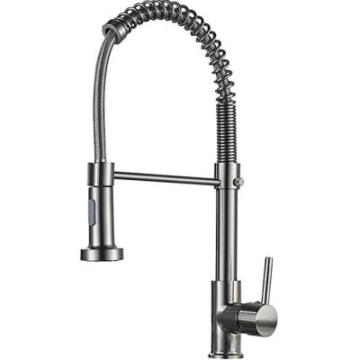 China Pull Out Spray 304 Stainless Steel Deck Mounted Two Sprayer Spout Single Handle Kitchen Sink Mixer Tap Hot Cold Faucet for sale