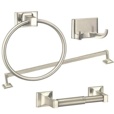 China Durable 4 Piece Chrome Stainless Steel Bath Shower Hardware Bathroom Accessories Set Wall Mounted Towel Ring Hook Holder Hanger for sale