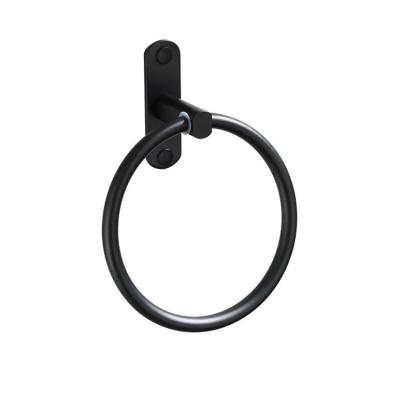 China Modern Black Space Aluminum Towel Ring Bathroom Wall Mounted Bath Hanger Rack Storage Shelf for sale