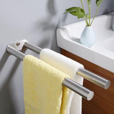 China Fashion Wall Mounted Hotel Home Kitchen Storage Two Bars Hanger Bathroom Accessories Dual Towel Rack Holder for sale