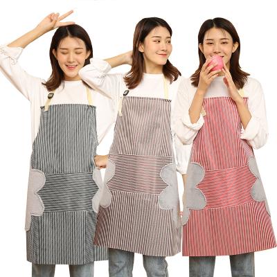 China 2020 New Washable Waterproof Oil Proof Scratch Pattern Cleaning Kitchen Cooking Apron Korean Women's Apron Wholesale for sale