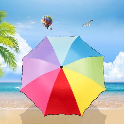 China Folding 2019 Upgraded Rainbow Umbrella Apollo Lotus Leaf Sunscreen Umbrella Customized Black Rubber LOGO for sale