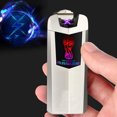 China Custom Windproof Chinese Personality World Cup Arc Lighter USB Lighter Windproof Factory RH-009 Dual for sale