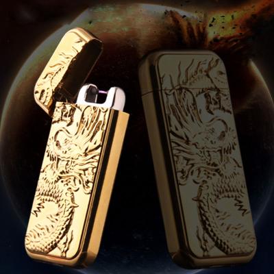 China Fashion Electronic Creative Metal Dragon Relief TL-801 USB Arc Pulse Cigarette Windproof Refill Lighter for sale