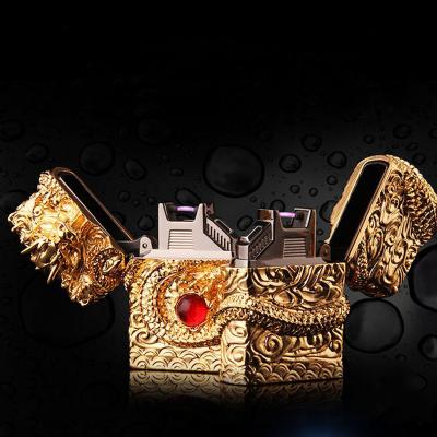 China Oil chief creative personality metal embossed dragon 4D USB arc pulse igniter zizhunshenglong1 for sale