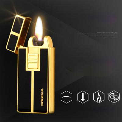 China 010 Personality Creative Metal USB Arc Pulse Gas Open Flame Electronic Windproof Filling Dual Use Igniters for sale