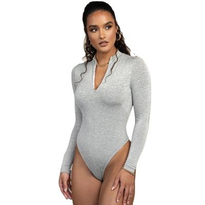 China Breathable New Design Long Sleeve Jumpsuit Tops Sexy Solid Color Jumpsuits For Women Zipper Jumpsuit for sale