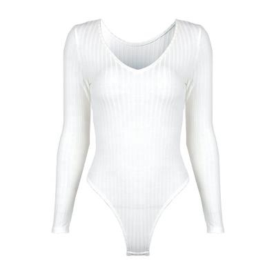 China High Quality Breathable Women Rib Knitted Breathable Bodysuit Tight Slim Shape for sale