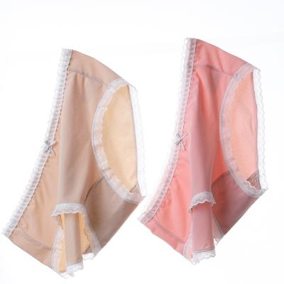 China Antibacterial High Quality Polyester Fiber Briefs High Quality Breathable High Rise Female Underwear Female Threaded Bowknot Panties for sale