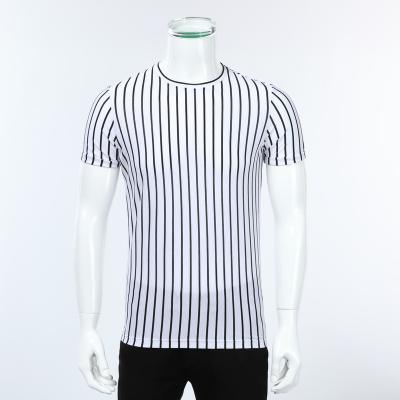 China 2020 anti-shrink new high quality black and white T-shirt plain of the stripe no brand t-shirt men for sale