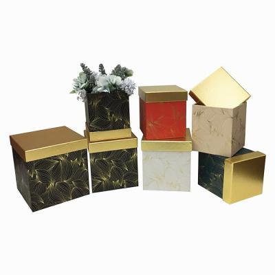 China Simple Size Stock Rectangular Fashion Recyclable With Love Gold Cover Printing Flower Art Gift Box Valentine Surprise Gift Box The Beautiful for sale