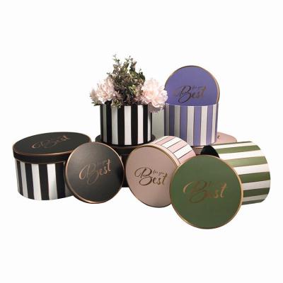 China New Fashion Best Font Immortal Pink Spring Girl's Round Fresh Flower Stripe Printed Recycled Materials Celebrate Holiday Surprise Gift Box for sale