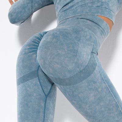 China Breathable Sports High Waist Fitness Gaiters Butt Tie Dye Workout Tights Gym Soft Lifting Gaiters For Women Seamless Leggings Yoga Sets for sale