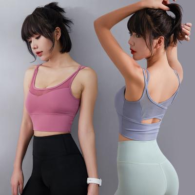 China Breathable Ladies Girls Fitness Gym Yoga Running Bra Tops Logo Crane Exercise Workout Women Sports Custom Shockproof Gathered Bra for sale