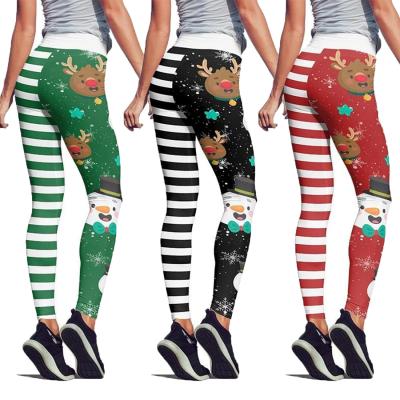 China New Breathable Hot Selling Double Brush 3D Printed Fitness Yoga Wear Leggings Workout Gym Leggings Women Christmas Seamless Leggings for sale