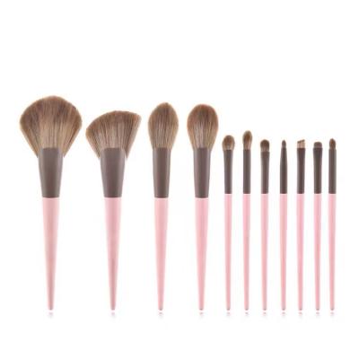 China Hot Cute Ebay Smudge Brush 11 Pcs Oval Silver and Pink Beauty Needs Custom Logo Makeup Brush Set for sale