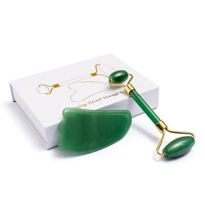 China Jade Beauty Bar Crystal Sha Sha Set Jade Beauty Bar Aventurine Roller Massager Jade Scraper Massage Tool Roller Scraping Massage for sale