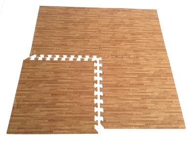 China 3D Wood Surface Paly Kids Puzzle Floor Mat EVA Interlocking Turf Tiles Heat Transfer for sale