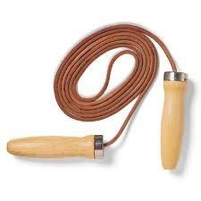 China Crossfit Series Fitness Exercise Jump Rope with Leather Rope and Wooden Handle for sale