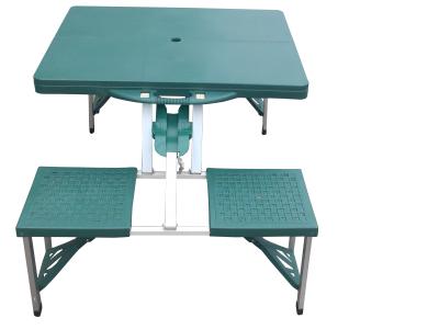 China Green Camping Picnic Table Folding / Outdoor Picnic Tables with Umbrella Hole for sale