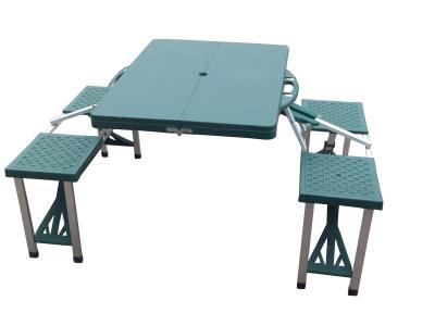 China 4 Seats Green Picnic Table Outdoor Camping Equipment For Garden Yard Suitcase for sale