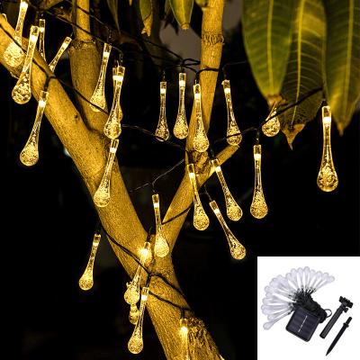 China Garden Christmas Hot Sale Decorative Solar Water Drop Light String 5M20Led Courtyard  Christmas Tree Terrace Tent Decorative Light for sale