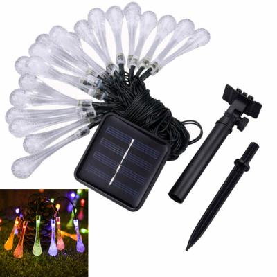 China Garden Convenient Installation  Christmas Solar Light String Small Decorative Birch Garden Fence Color LED Water Droplet  Light String for sale