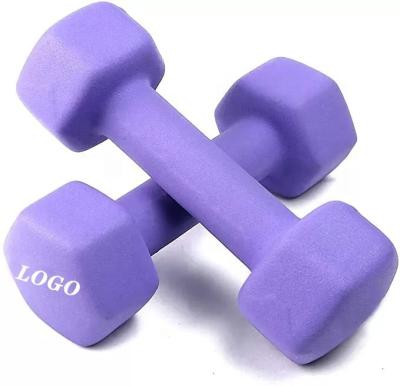 China Wholesale Fitness Woman Gym Hex Dumbbell Factory Direct Vinyl Plastic Dip Diving Neoprene Dumbbell Set Weights for sale