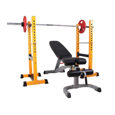 China Yes Hot Selling Adjustable Squat Rack Barbell Rack Weights And Press Bench For Home Gym 550Lbs Capacity for sale