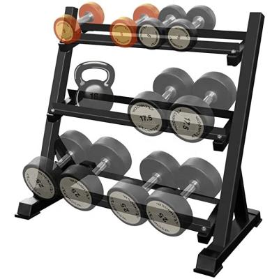 China Commercial Dumbbell Rack Multilevel Adjustable 3 Tier Weight Storage 1000 Pound Heavy Duty Rack Load Bearing For Home Gym for sale