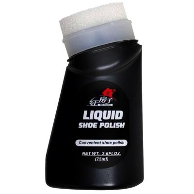 China Clean Black Liquid Leather Shoe Polish 75ml Wax With Sponge Applicator for sale