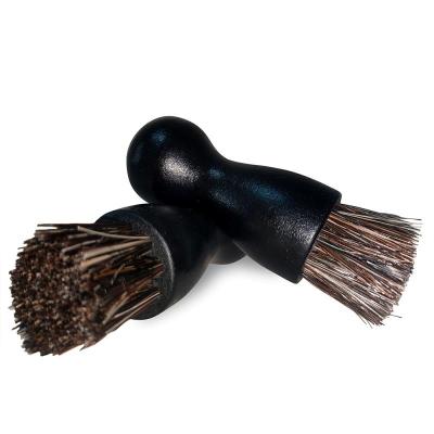 China Mini Wooden Handle Portable Black Wooden Horsehair Color Shoe Cleaning Brush for sale