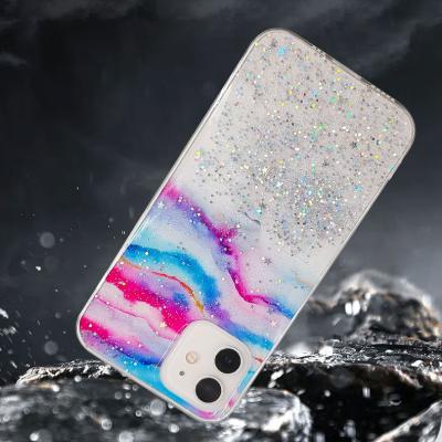 China Anti-drop Bling Marble Phone Case For iPhone 13 12 11 Soft TPU Cover For iPhone X XS XR Max Glitter Case for sale