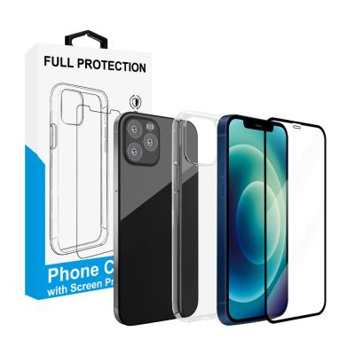 China Light Weight For iPhone 12 11 Pro Max Nano 3D Ceramic Glass Screen Protector + 1.5mm Soft TPU Mobile Phone Case Set for sale