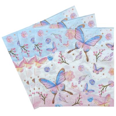 China Printed Butterfly printed napkin Design High quality Table Set Napkins set Butterflies Six different napkins for sale