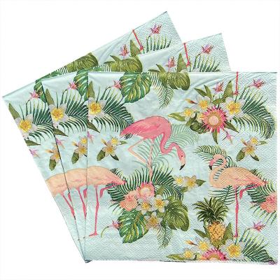 China Printed Paper Luncheon Decoupage Napkins Birds Flamingo Animals Flamingos for sale