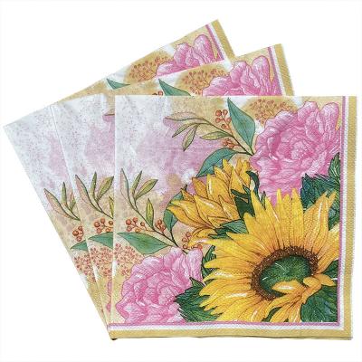 China Printed Custom flower and bird pattern paper napkins & serviettes 33*33 CM printed colored napkin for sale