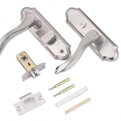 China For toilet/bathroom Universal Keyless Privacy Handles Mortice Lock Set Latch Bathroom Toilet Stainless Steel Door Lever Lockset for sale