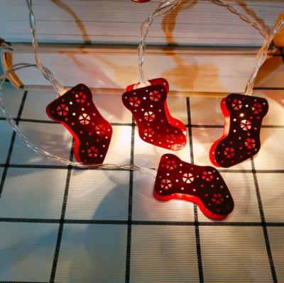 China Indoor/Outdoor Christmas Decoration Lights Santa Sock Shaped Battery Powered String Lights LED String Lights for sale