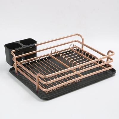 China Best Price Modern Kitchen Wire Dish Drainer Dish Drying Rack Plastic Tray for sale