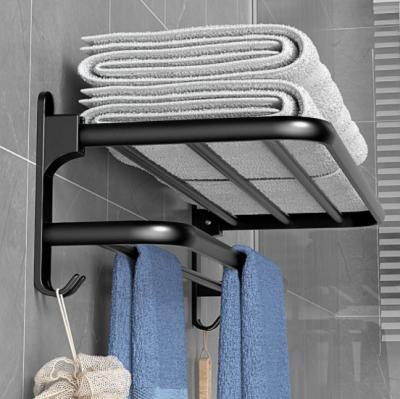 China Wall Mounted Aluminum Towel Rack Durable No Punching Bathroom Towel Rack for sale